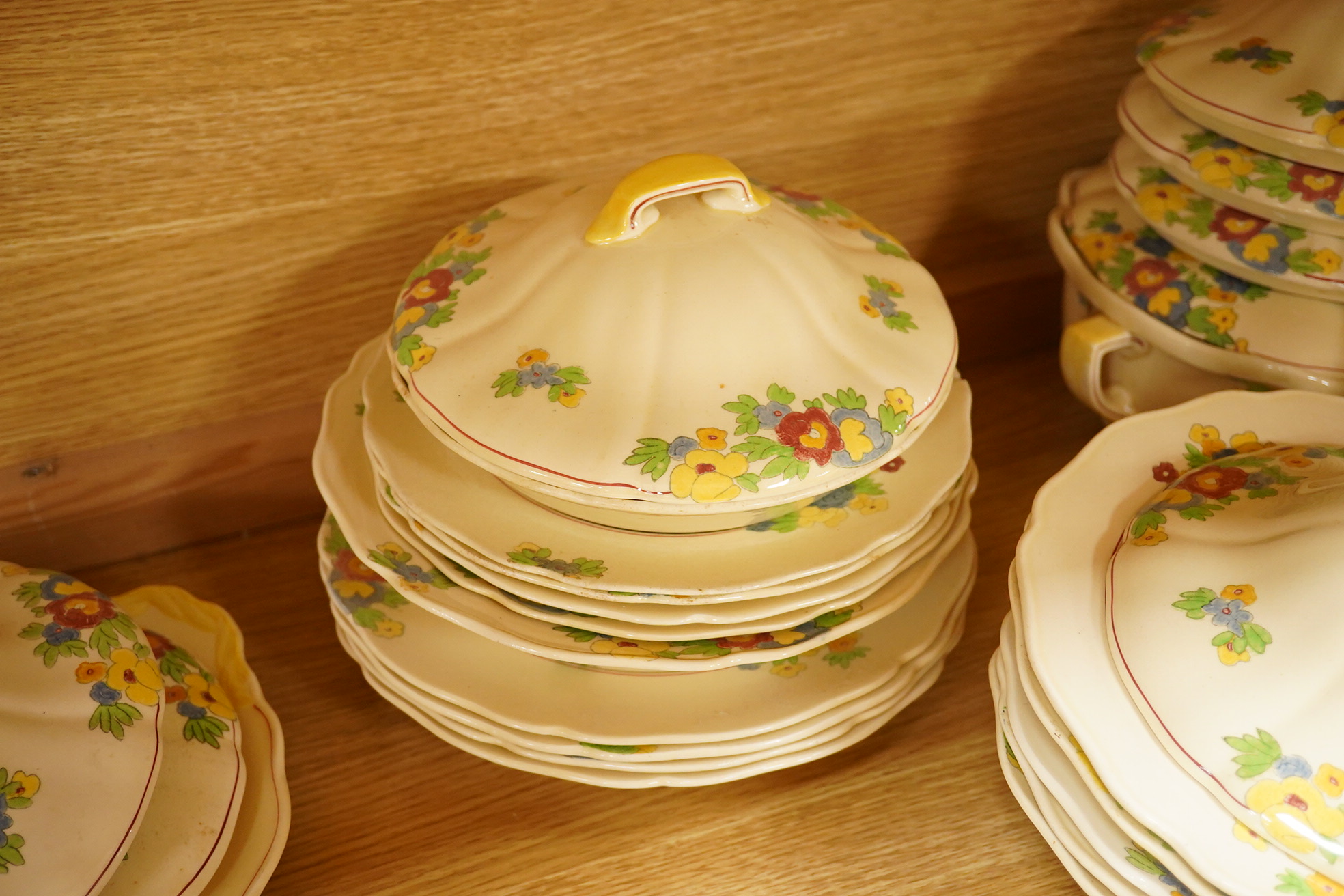 A Royal Doulton Minden part dinner service to include service to include tureens, cups and saucers and jugs